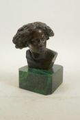 A bronze bust of a woman, 5½" high