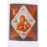 A late C19th/early C20th Russian/Eastern European hodegetria icon depicting the Virgin and Christ