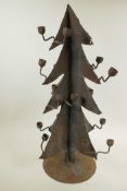 An iron 'Christmas Tree' twenty light candlestick, 24½" high