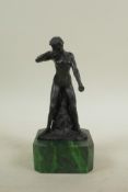 A bronze nude, after Rodin, 7½" high