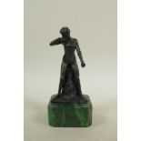 A bronze nude, after Rodin, 7½" high