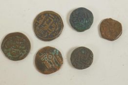 Six early Persian bronze coins, circa C9th