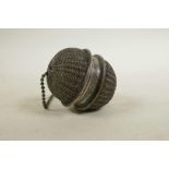 A white metal woven wire incense diffuser, 2½"