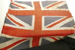 Two vintage British Union Flags, 30½" x 16"