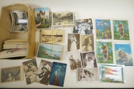 A quantity of assorted postcards to include 3D, social history, topographical etc, 6" x 4"