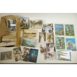 A quantity of assorted postcards to include 3D, social history, topographical etc, 6" x 4"