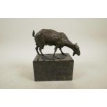A bronze of a billy goat, indistinctly signed, 5½" wide x 6" high