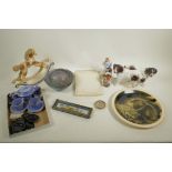 A large quantity of assorted ceramics to include a studio pottery bowl, pottery rocking horse,