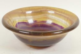 A Blue John bowl with flared rim, 7" diameter