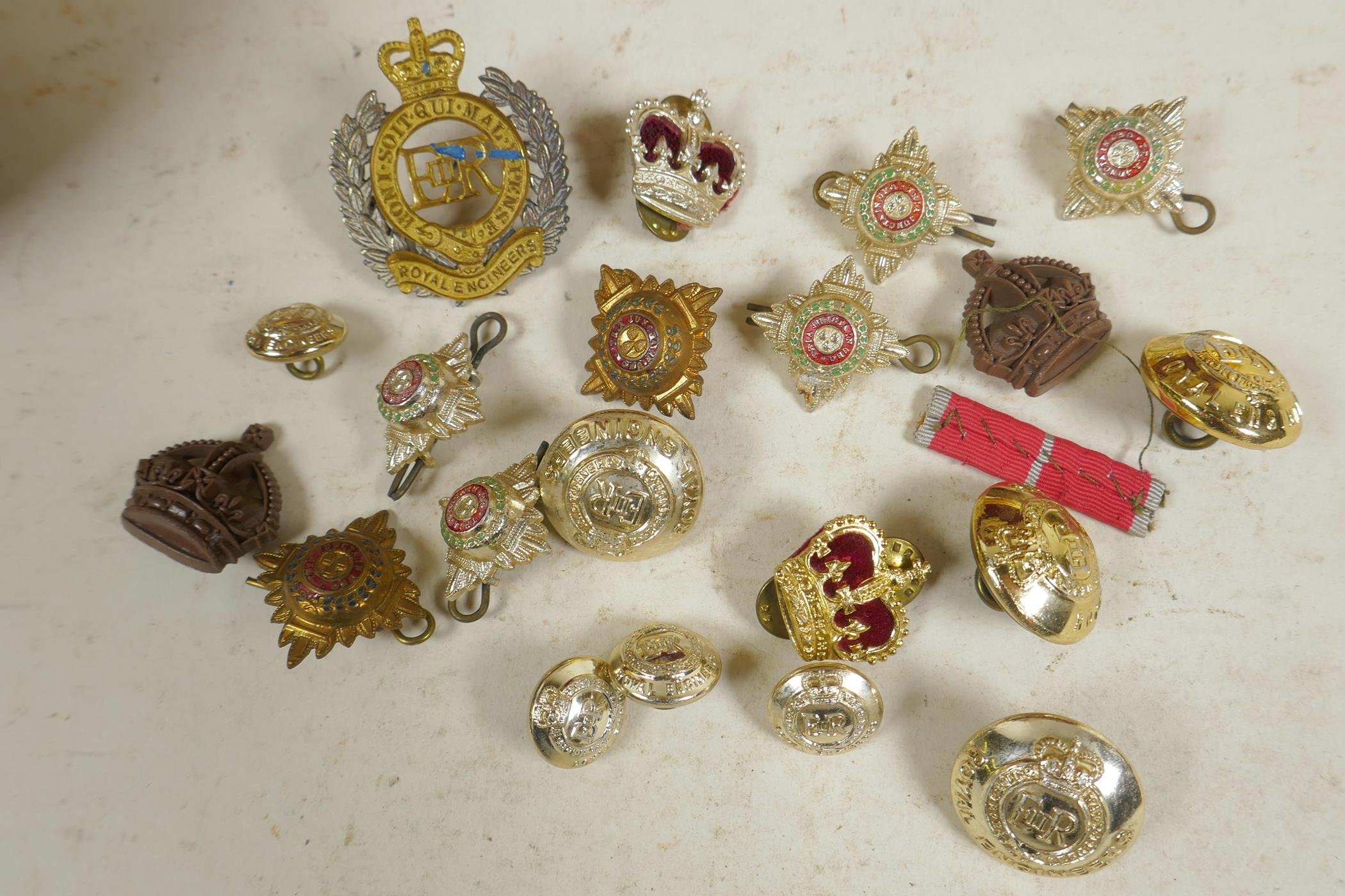 A stumpwork of the royal coat of arms, 15" square, together with a small quantity of military badges - Image 5 of 5