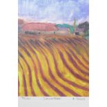 A limited edition colour print, rural scene entitled Sauveterre, numbered 94/100, and signed,