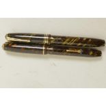 A vintage 'Relief' tiger's eye fountain pen, no.12, with 14ct gold nib and a vintage Conway