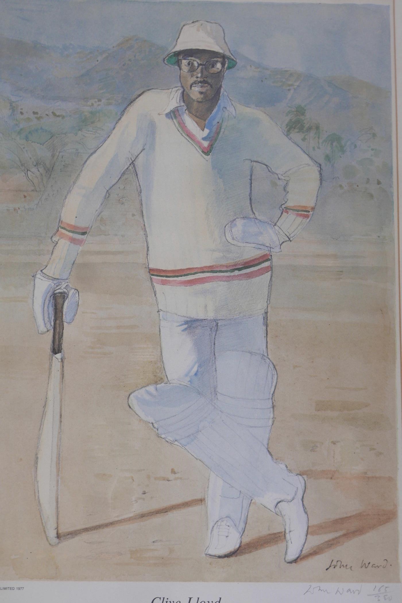 John Ward, a set of six Limited Edition prints, 165/350, portraits of cricketers, Colin Cowdrey, Ray - Image 7 of 8