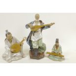 Three Chinese, Shiwan style, mud men figures of musicians, largest 8½"