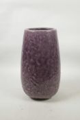A purple crackle glazed art pottery vase, 11½" high