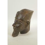 An Egyptian lacquered terracotta head bust of a pharaoh, 6½" high