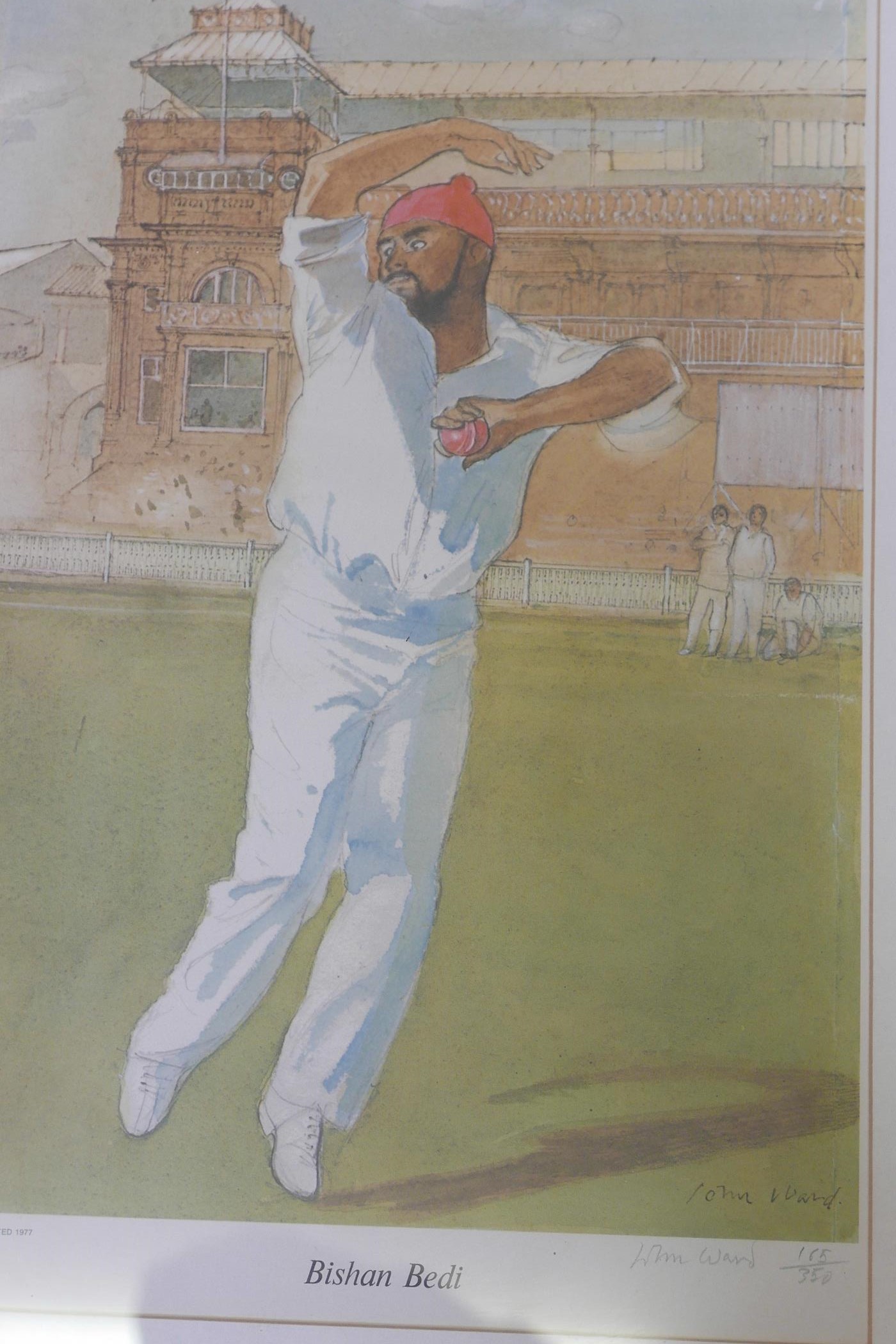 John Ward, a set of six Limited Edition prints, 165/350, portraits of cricketers, Colin Cowdrey, Ray - Image 6 of 8