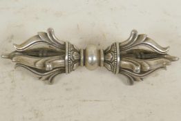 A white metal phurba, 4" long