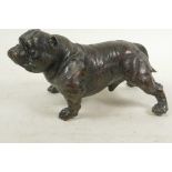A cast bronze figure of a bulldog, 7½" long
