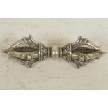 A white metal phurba, 4" long