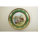 A Vienna porcelain charger, decorated with a hand finished transfer print depicting two women