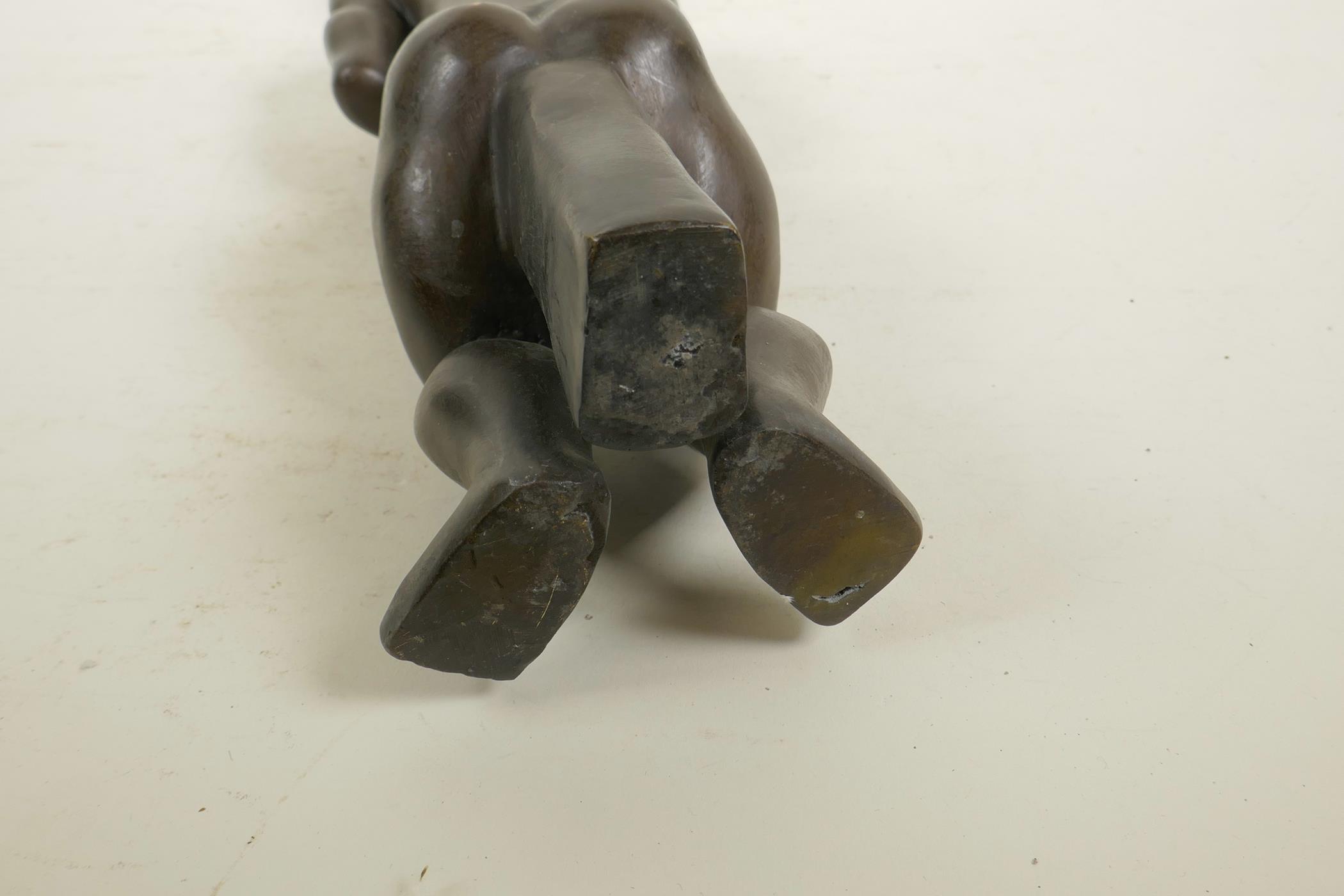 A naive bronze nude figure, 14½" high - Image 4 of 4