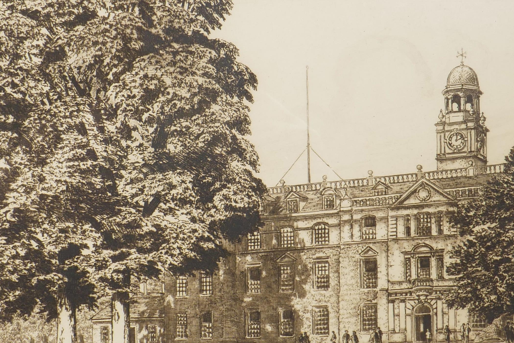 Charles Herbert Clark (British, b.1890), a pair of sepia etchings of notable buildings, numbered - Image 2 of 7