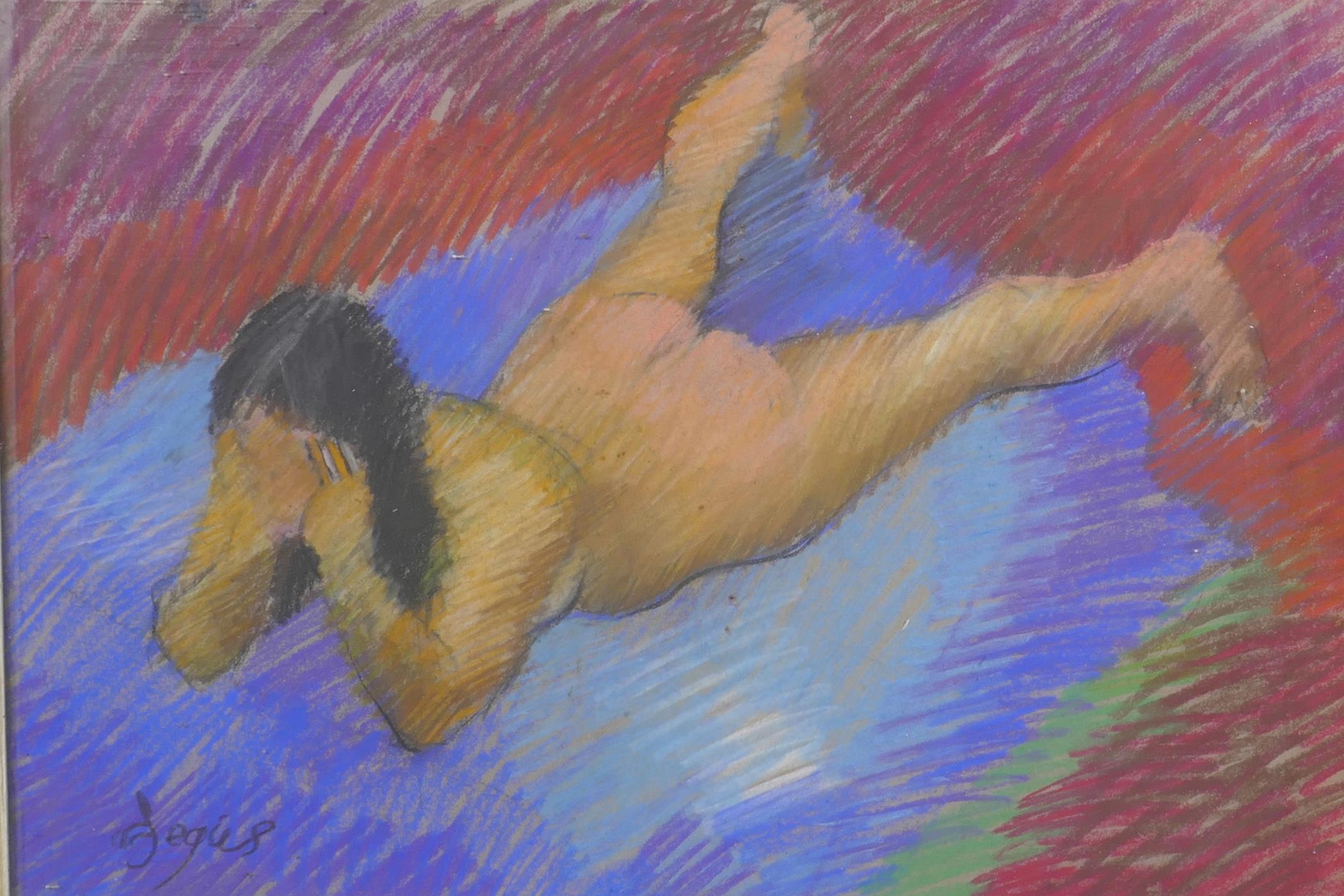 Sketch of a female nude, pastel on paper, 18" x 13"