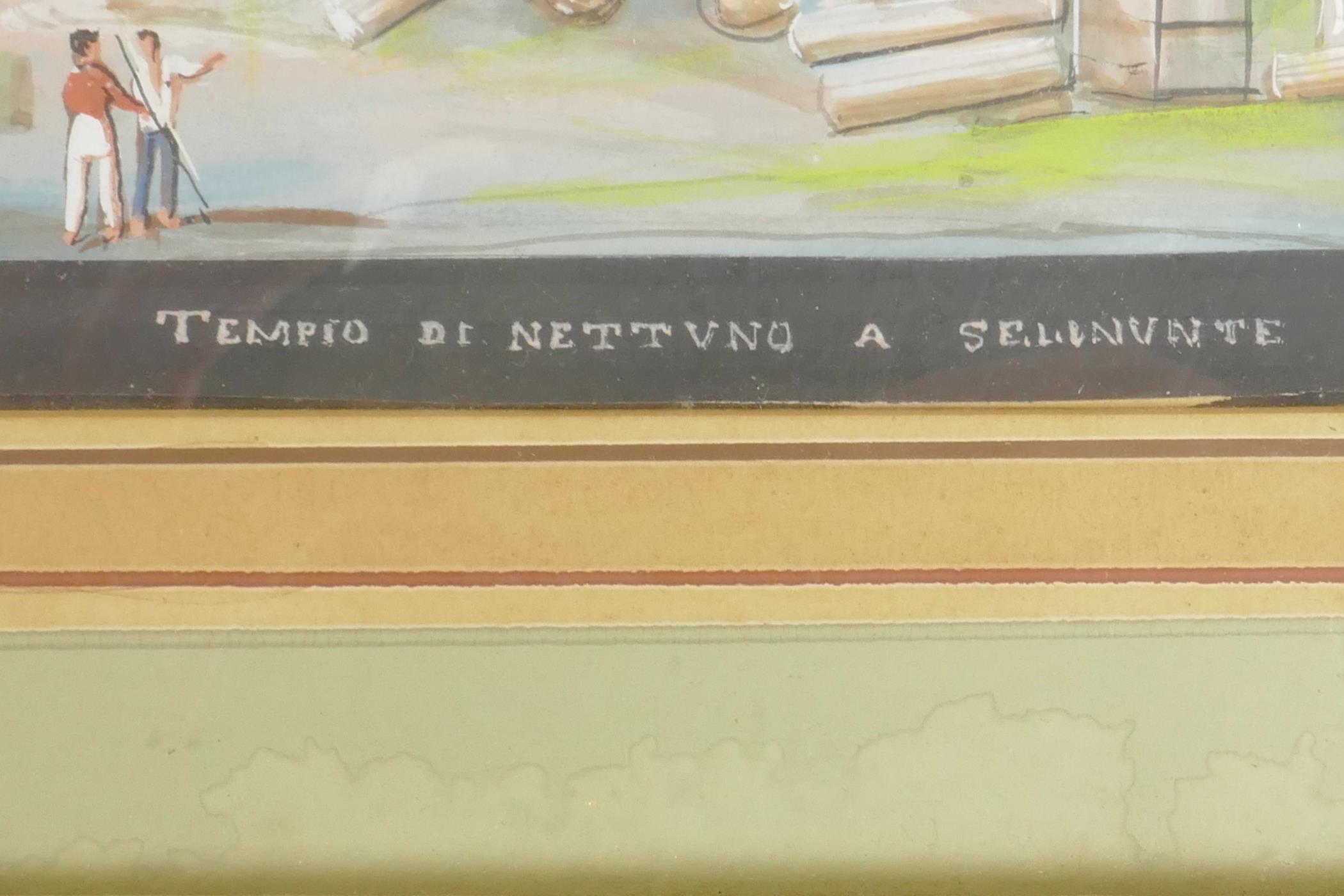 Giro Denza, a pair of Italian landscapes depicting ruins, 'Tempio di Nettuno a Selinute' and 'Tempio - Image 5 of 5