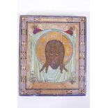 A C19th Russian acheiropoieton ("made without hands") icon, depicting Christ the Saviour, painted on