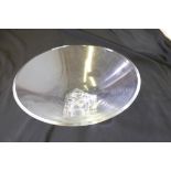 A large clear lead crystal tazza on twisted stepped pedestal, 14" diameter