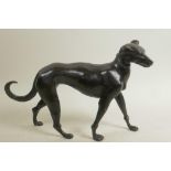 A bronze figure of a hound, 8" high