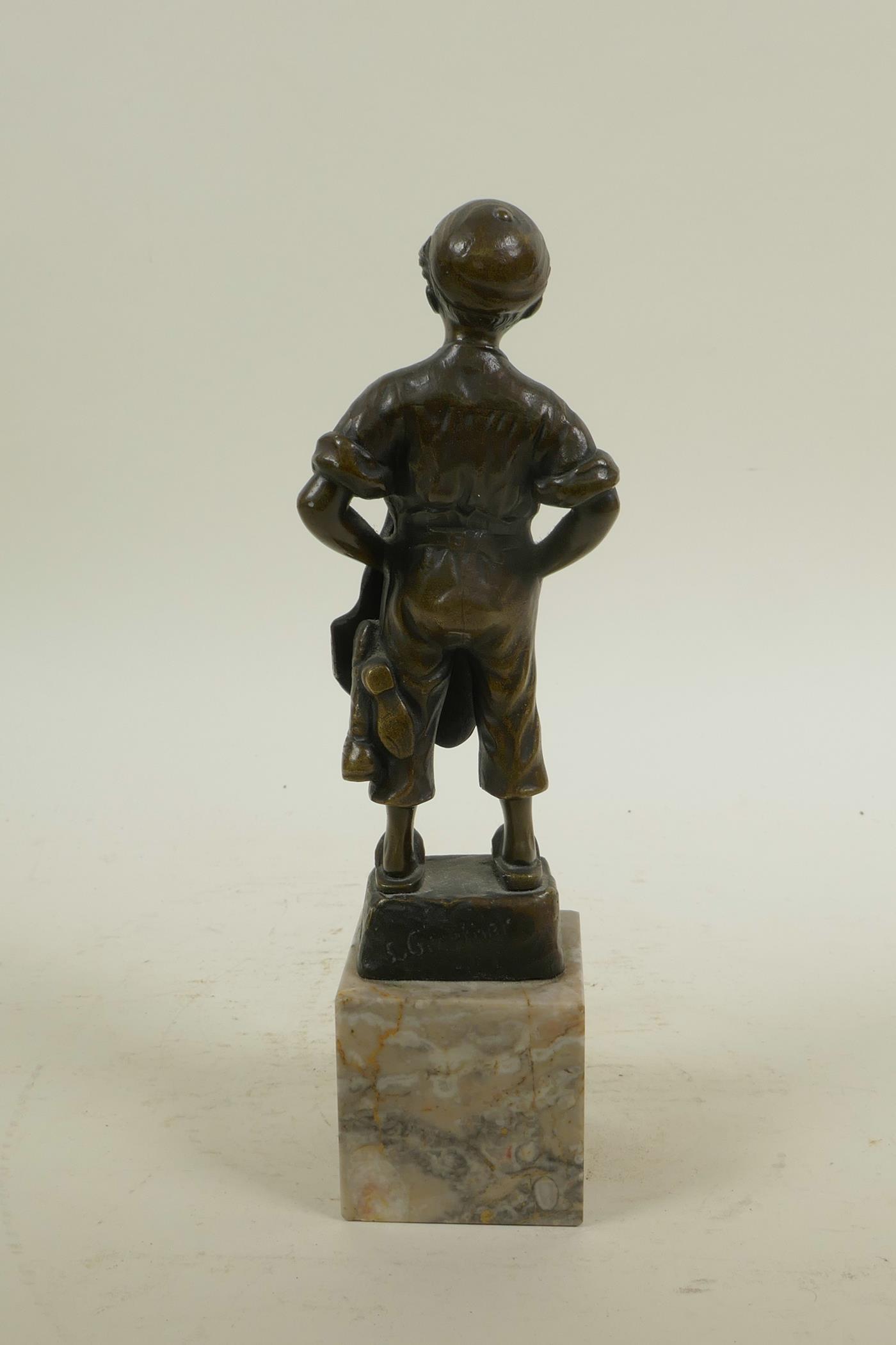A bronze figure of a child cobbler, 8½" high, indistinctly signed verso - Image 3 of 3
