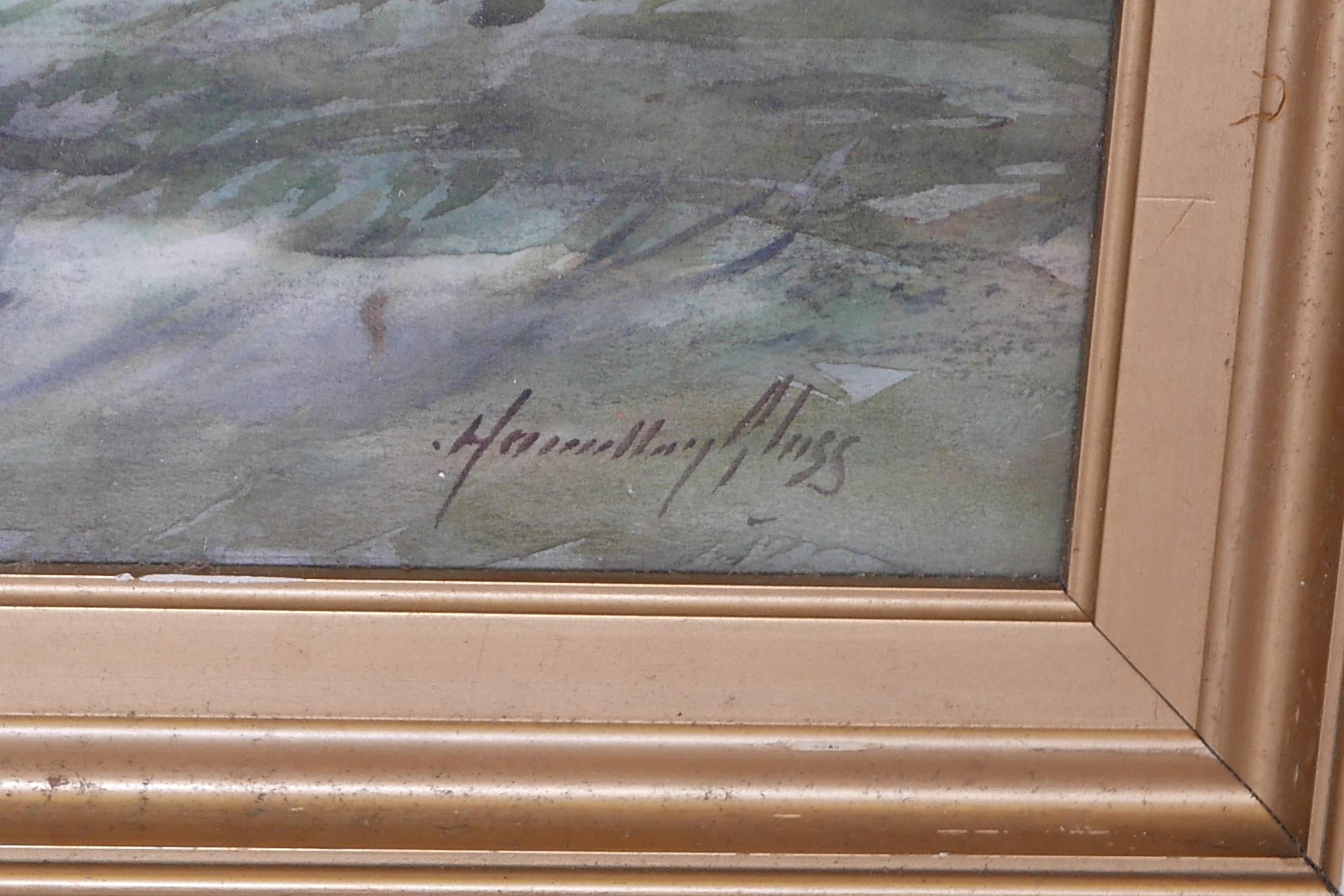 Hamilton Glass, lowland landscape with a stream, watercolour, signed, 20" x 14" - Image 2 of 3