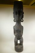 An African carved wood figure, 40" high