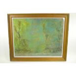 A woodland lake, signed C. Beckett, pastel drawing, 19" x 24"