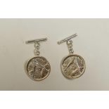 A pair of white metal Masonic cufflinks