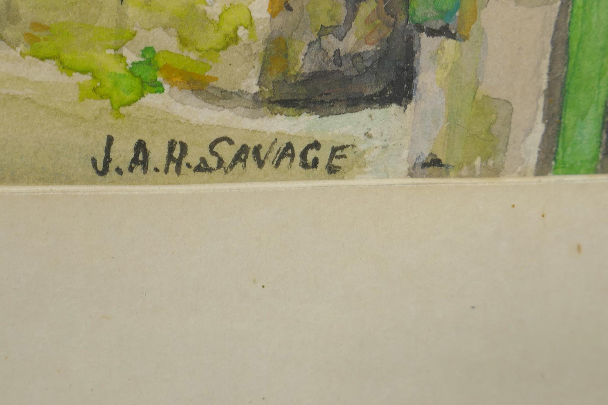 J.A.H. Savage, 'The Angel', Lacock, Wilts, watercolour, signed, and two others, The Old Court House, - Image 5 of 7