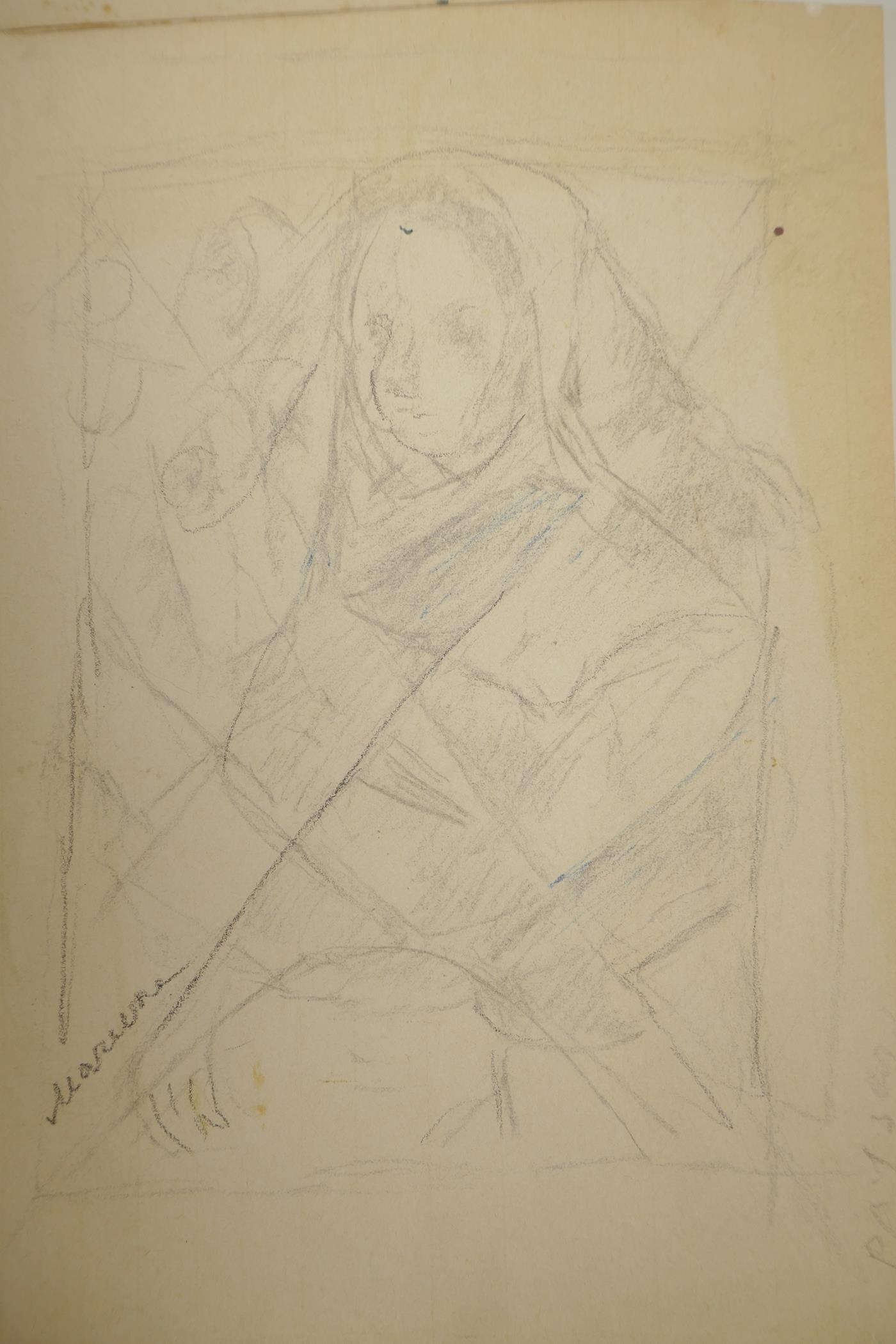 Attributed to Marie Vorobieff, 'Marevna', a collection of pencil sketches, most signed Marevna, - Image 3 of 7