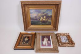 A quantity of gilt framed prints, largest frame 26" x 23"