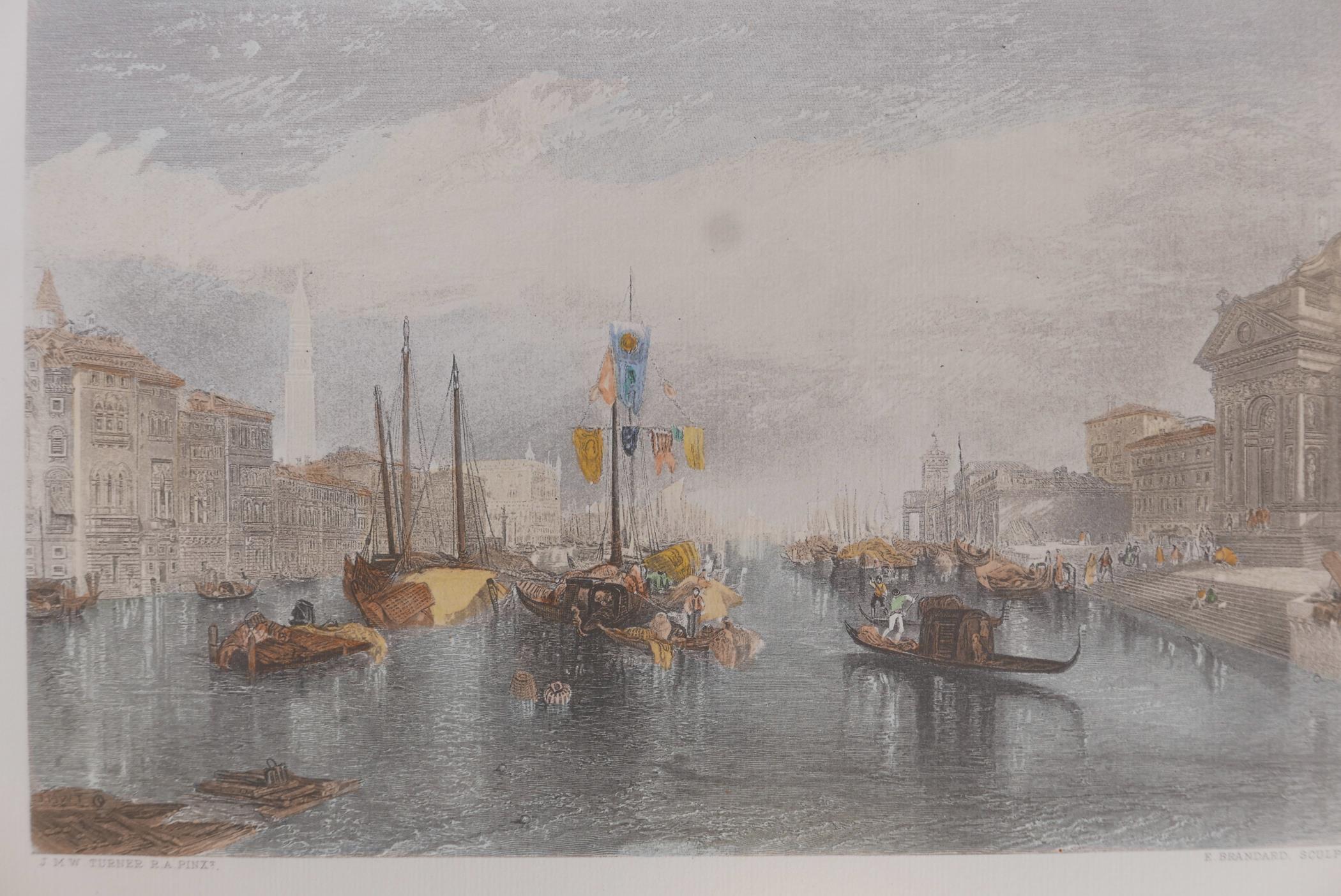 A set of three coloured engravings depicting Venice, after J.W.M. Turner, engraved by J.C. Armytage, - Image 2 of 4