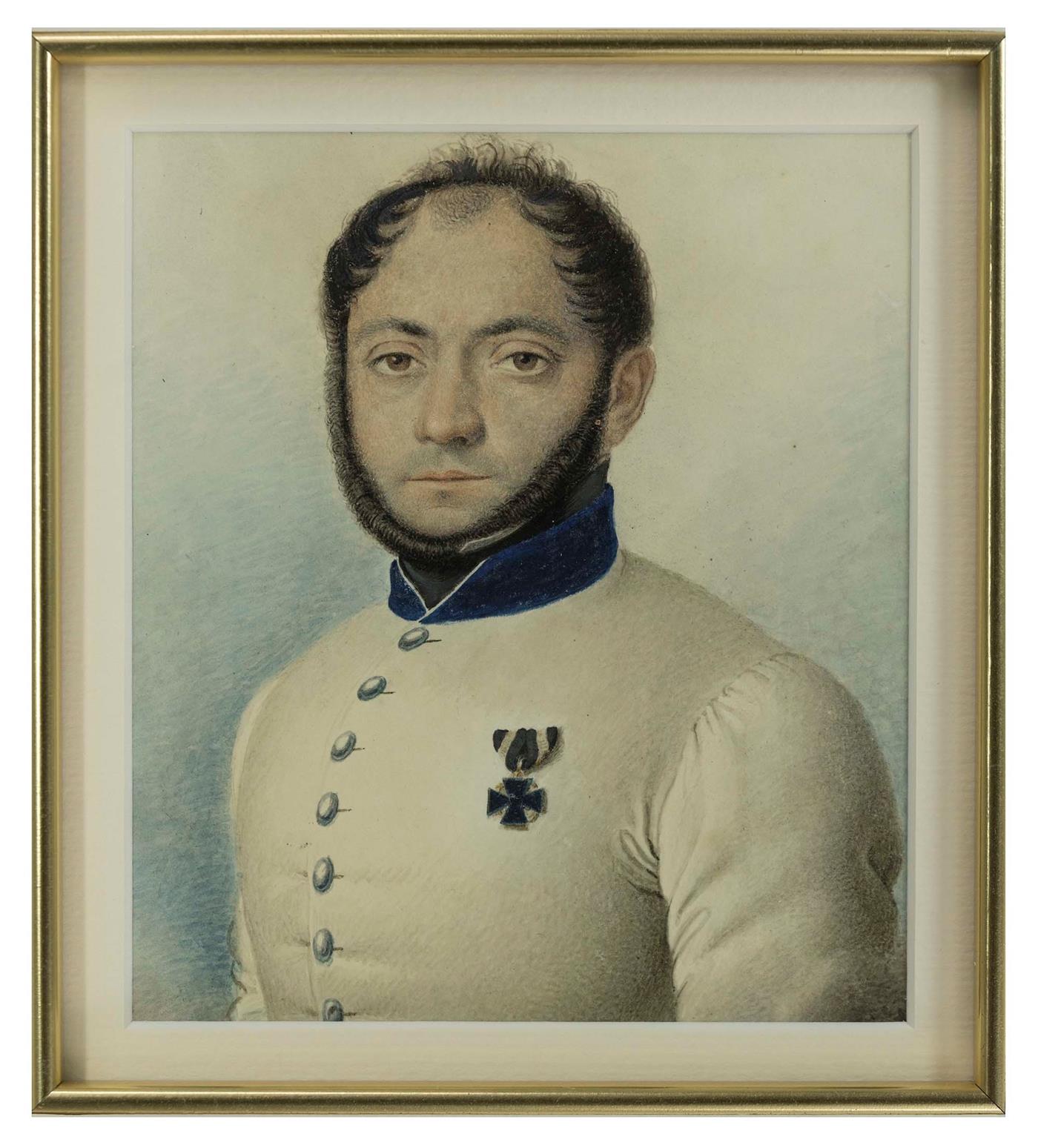 Josef Kriehuber (Austrian, 1800-1876), portrait of 'An Austrian Officer', c.1850, signed lower right