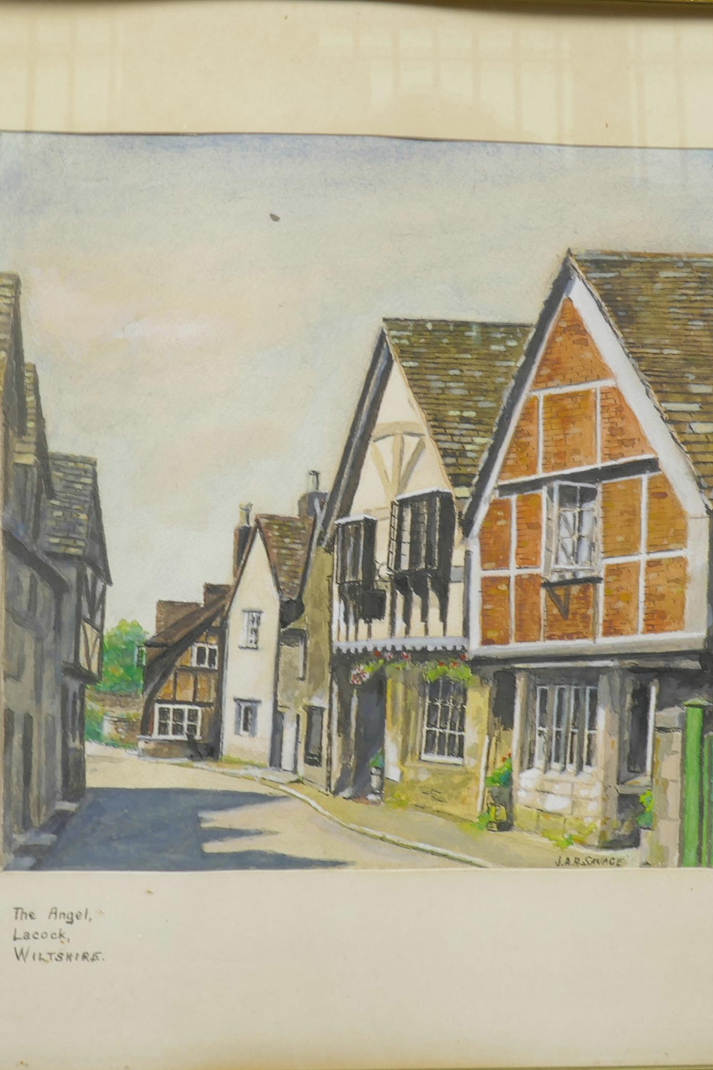 J.A.H. Savage, 'The Angel', Lacock, Wilts, watercolour, signed, and two others, The Old Court House, - Image 3 of 7