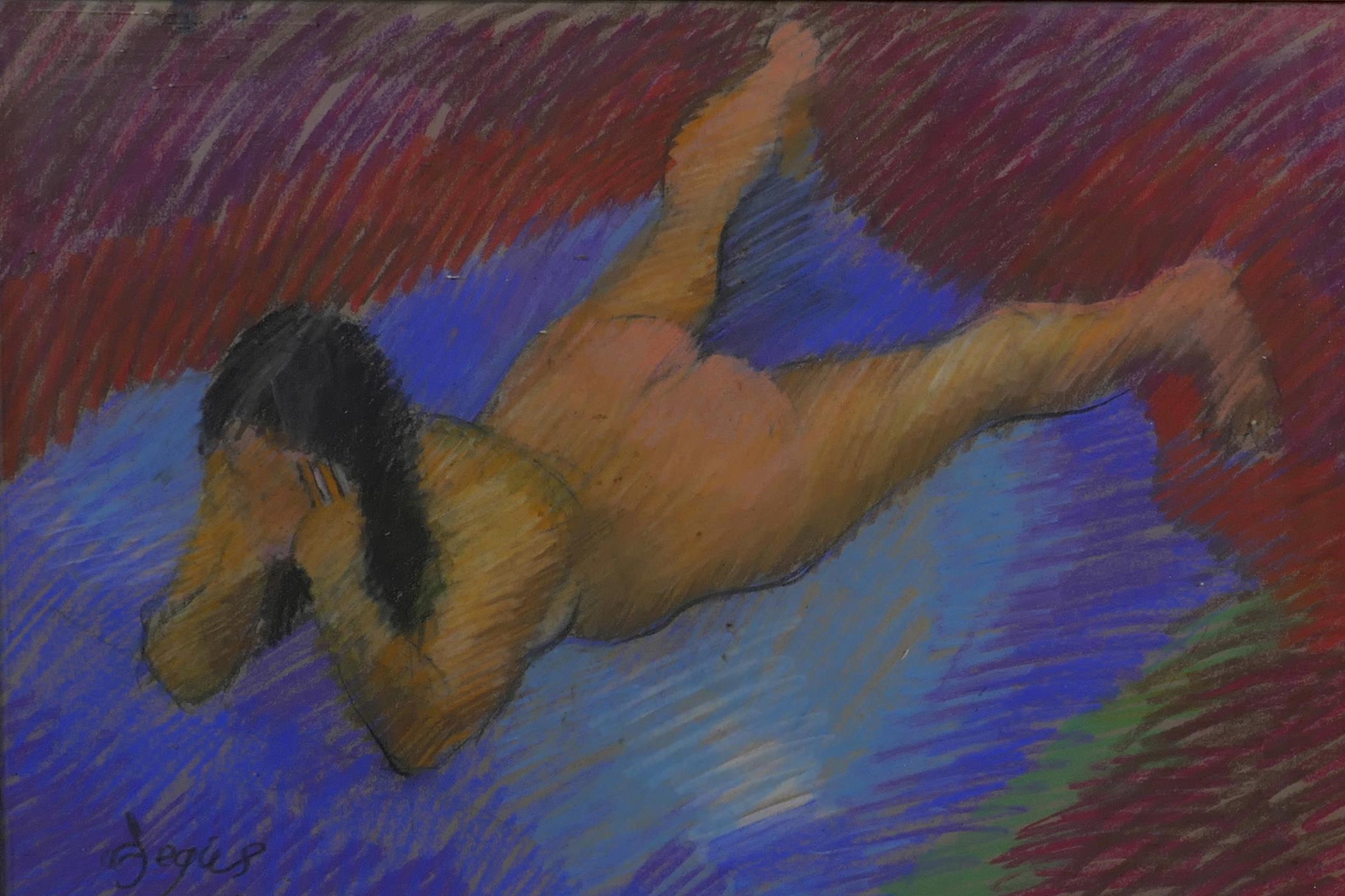 Sketch of a female nude, pastel on paper, 18" x 13" - Image 2 of 5