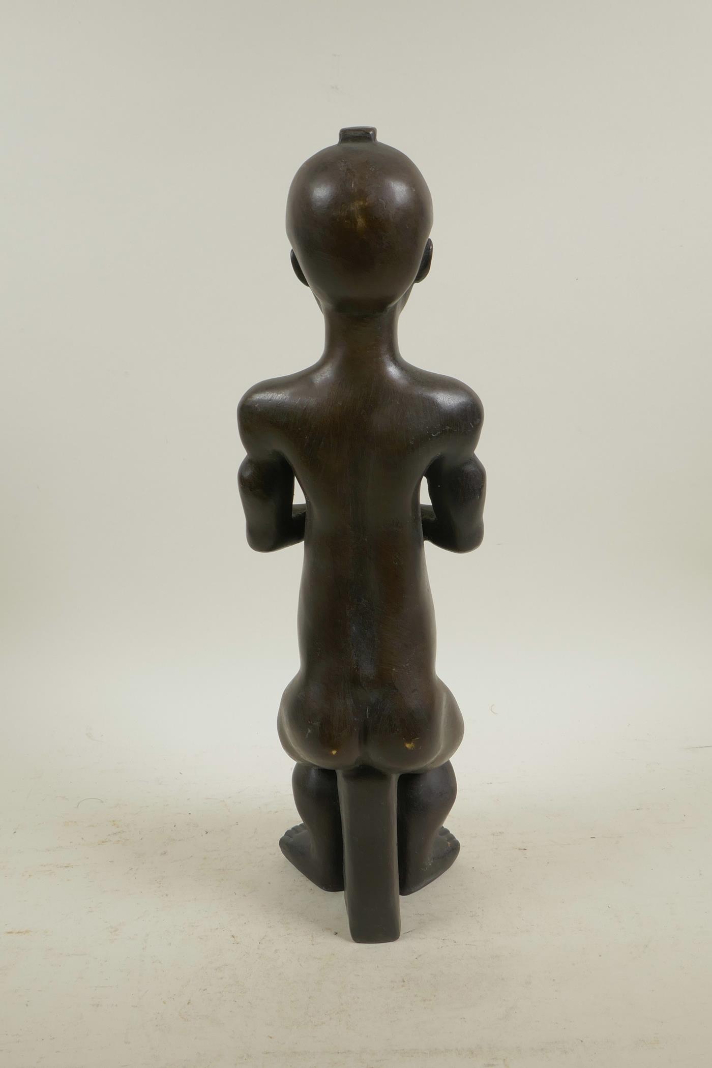 A naive bronze nude figure, 14½" high - Image 2 of 4