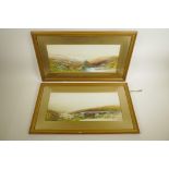 G. Shaw, a pair of moorland scenes, watercolours, 17½" x 7"