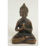 A bronze figure of Buddha, seated in meditation, 3½" high
