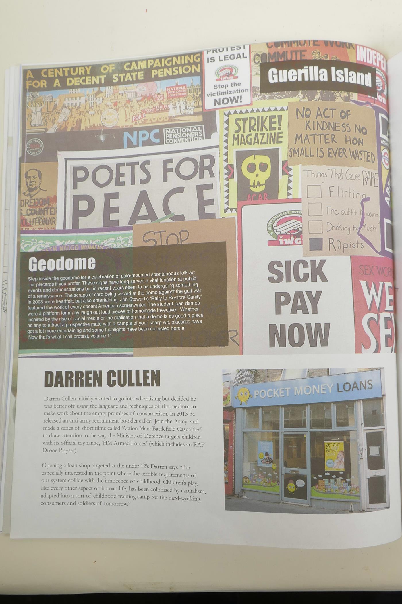 Darren Cullen, 'Beheaded Queen' sticker stamp, together with two postcards by the same artist and - Image 8 of 8