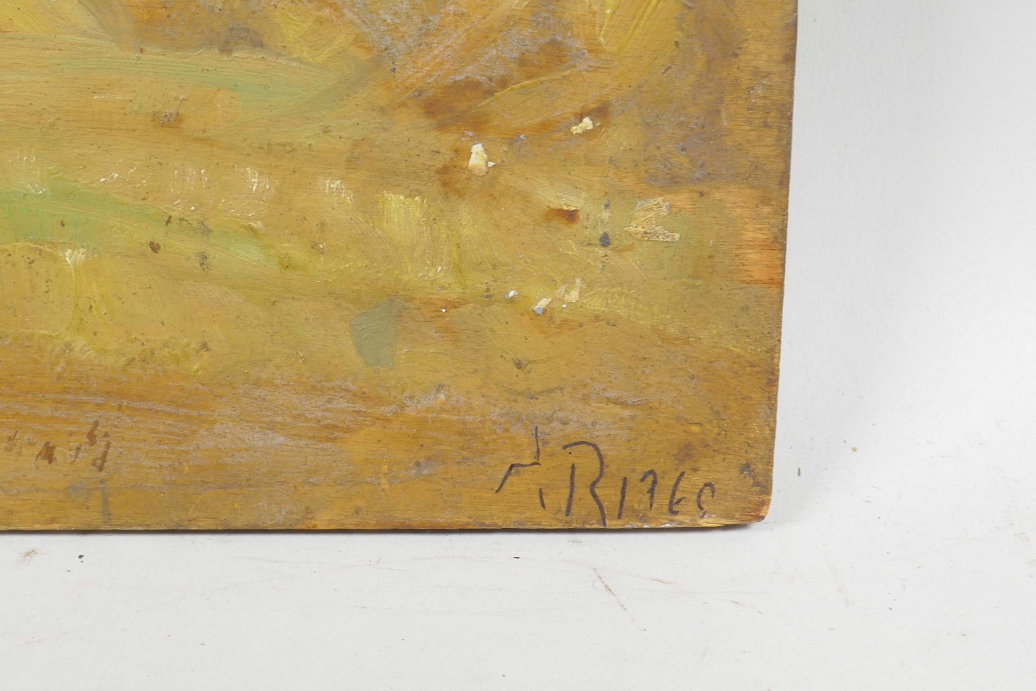 Irish landscape, Spur Hill, Cork, signed A. Ribes(?), oil on board, and a still life with fish - Image 6 of 6