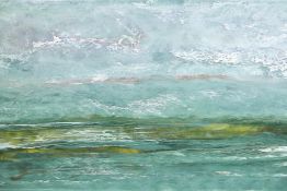 Abstract seascape, signed Aslam, oil on canvas, 60" x 36"